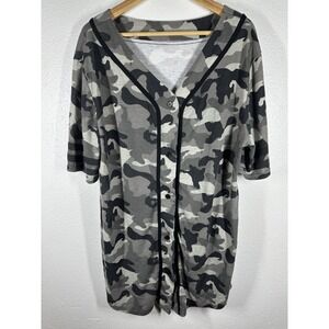 Balera Shirt Youth XL Gray Camo Short Sleeve Button Front Dance Jersey Top
